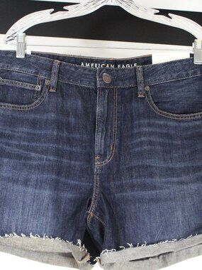 American Eagle Tomgirl Midi Shorts 14 NWT Dark Wash Denim Low Rise